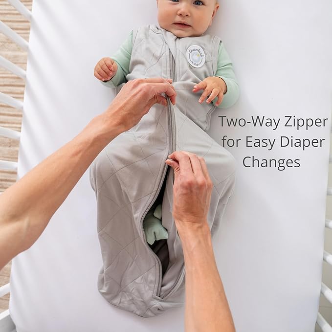 Dreamland Baby Lightweight Bamboo Viscose Sleep Sack (0-6 Months). 1.0 TOG Ultra Soft Blanket w/ 2-Way Zipper. 95% Viscose, 5% Spandex (Grey). Mom-Owned US Business, Premium Materials