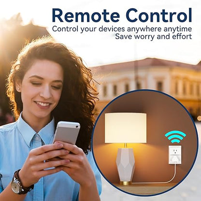 4 Pack Smart Plugs, WiFi Outlets Work with Alexa&Google Assistant,15A/1800W Max, Smart Sockets with Remote Control, Timer Plug with Group Control, No Hub Required, ETL & FCC Certified, 2.4ghz only
