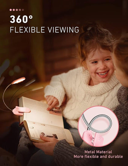 Monotremp Book Lights for Reading at Night in Bed, 80 Hours Runtime Rechargeable Reading Lights for Books in Bed, 3 Brightness Levels × 3 Color Temperatures, 1.3 oz Lightweight