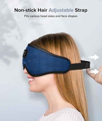 TOPOINT Sleep Mask with Bluetooth Headphones, 3D Eye Mask for Sleep Headphones with White Noise, Total Blackout, 5.4 Bluetooth, Timer, 15 Hours for Women Men, Travel, Meditation, Nap, CPAP Users