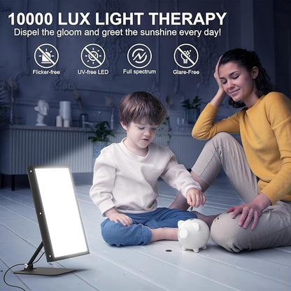 Light Therapy Lamp,10000 Lux UV-Free Desk Happy Lamp, 5 Colors & 5 Brightness Levels I-Beam Sun Lamp with Flexible Gooseneck for Study/Home/Office