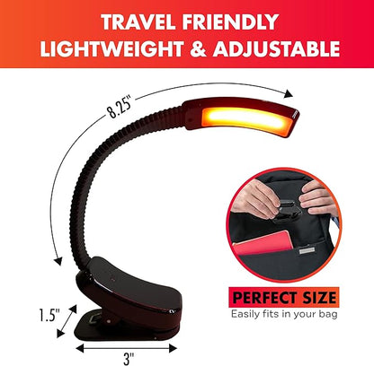 Mito Red Light - Flex Reader - Red Light Book Lights for Reading at Night - Portable, Rechargeable Book Light Clip On with 360° Gooseneck - Reading Lights for Books in Bed