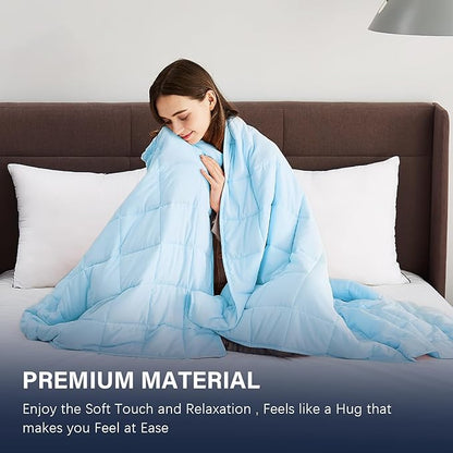CuteKing Weighted Blanket for Adults: Weighted Blanket with Premium Glass Beads - Breathable Heavy Blanket for Comfort Sleep - Thick Blanket for Adult All Season (20lbs, 60"x80", Light Blue)
