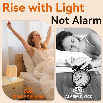 White Noise Sound Machine: 30 Soothing Sounds, Sunrise Alarm Clock for Gentle Wake Up, Adjustable Volume & Night Light, Timer - Easy to Sleep, Relax, Focus