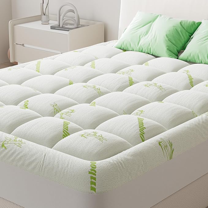 NEWBULIG Twin Mattress Topper Viscose Derived from Bamboo, Thick Pillow Top Mattress Pad with Stretchable Pockets, Soft Mattress Topper for Back Pain Relief