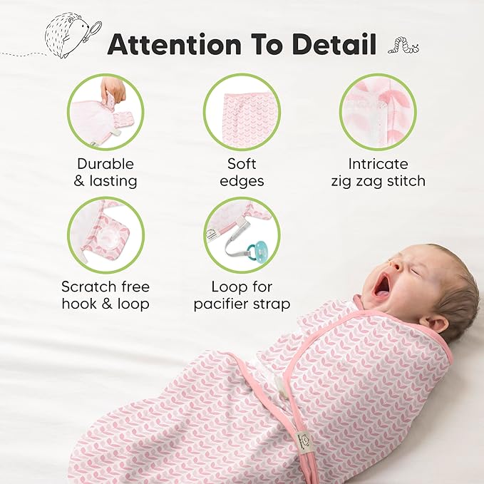 3-Pack Organic Baby Swaddle Sleep Sacks - Swaddles for Newborns, Infant 0-3 Months, Baby Girls, Boys, Soft & Snug Newborn Sleep Sack, Nursery Swaddling Blankets (Blossom, OS)
