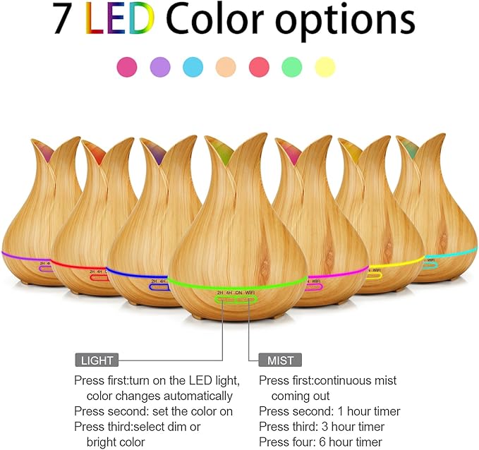 Smart WiFi Essential Oil Diffuser App Control Air Humidifier (Light Wood EU)