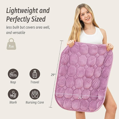 Wemore Weighted Lap Blanket 7lbs for Adults, Small Weighted Blanket for Travel, Calming, Relaxing, Napping and Sleeping, All-Season Weighted Lap Pad, Machine Washable, Purple 24x29 inches