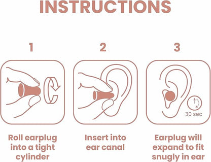 SnoozePlugs Ultra Soft Foam Earplugs for Sleeping, 60 Pairs Comfortable Foam Ear Plugs for Side Sleepers- 33db NRR Nightime Earplugs for Snore Blocking, Noise Canceling Sleep