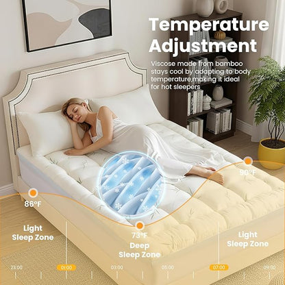 NEWBULIG Memory Foam Mattress Topper, Dual Layer Gel Memory Foam & Mattress Topper Queen for Pressure Relief and Medium Firm Support, CertiPur-US Certified