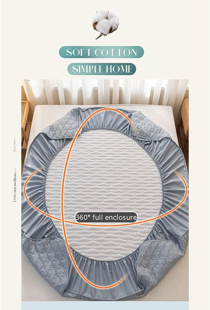 RUZGAR Fitted Mattress Pad Bedding Quilted Mattress Protector Breathable 10"" Deep Pocket Bed Matress Cover for Small Double Queen Super King Size Bed(Blue,120x200cm+48x74cm x2)