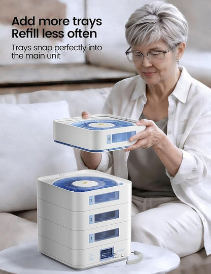 Expandable Capacity Tray for Automatic Pill Dispenser, Add-On Storage Layer Compatible with ideerfit 2/3/4 Tray Models, Medication Organizer Extension for Seniors & Long-Term Use (White)