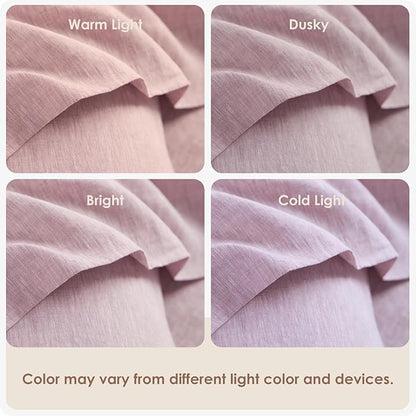 DAPU Pure Linen Duvet Cover Set, 100% Yarn-Dyed French Linen, Breathable and Durable for Hot Sleepers, 1 Duvet Cover and 2 Pillowcases (Smokey Pink, King)