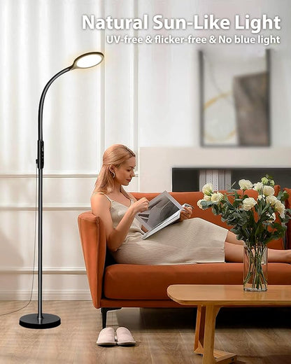 Aoife Light Therapy Floor Lamp, 11000 Lux Full Spectrum Sun Light Therapy Lamp, No UV Sunlight Lamp with 10 Color Temperatures and 10 Brightness Levels (Black)