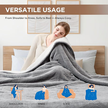 Westinghouse Electric Blanket Full, Flower Jacquard Heated Blanket Full Size with 10 Heating Levels and 1-12 Hours Auto-Off, Flannel to Sherpa Reversible, Machine Washable, 72" x 84" Inch, Grey
