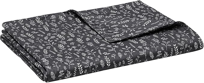YnM Exclusive Cotton Duvet Cover for Weighted Blankets with 16 Strings (Plant/Grey, 60"x 80")