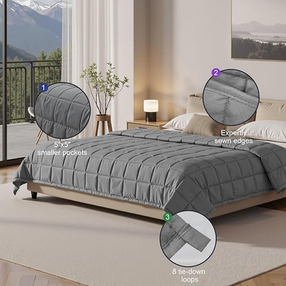 Weighted Blanket 20lbs 60"x80", Cooling Heavy Throw for 120-160lbs Persons, Premium Glass Beads & Soft Breathable Fabric for All-Season Sleeping Comfort