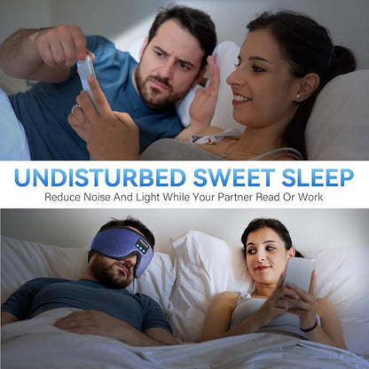 Sleep Headphones, 3D Bluetooth Sleep Mask, LIGHTIMETUNNEL Washable Sleeping Headphones with Ultra Thin Stereo Speakers Microphone Hands Free for Insomnia Travel Blue Color
