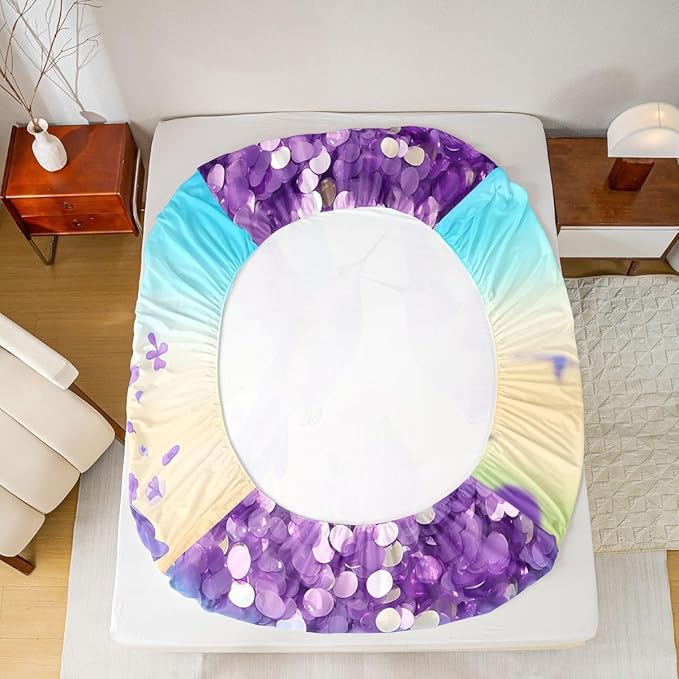 Hummingbird Kids Full Size Fitted Sheet,Lilac Flower Spring Dreamy Room Decor,Vintage Floral Animal Boys Girls Bed Sheets,Purple Blue Bedding Set,2 Pillowcases(No Flat)