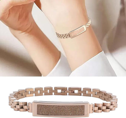Smart Health Wristband, Zinc Alloy Bluetooth IP68 Health Fitness Tracker Screenless Smart Bracelet Step Counter for Sleep Sports Tracking (Light Gold)