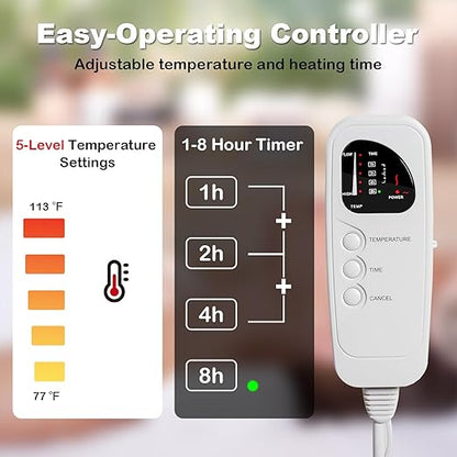 GORELAX Massage Table Warmer Heating Pad, 71¡± X 31¡± Deluxe Fleece Spa Massage Bed Warmer with 5 Heating Levels & 8H Timer, 12 Ft Cord Electric Heated Blanket, Overheat Protection, Machine Washable