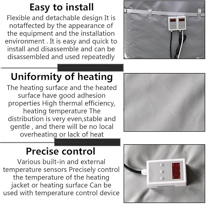 IBC Tote Heater Blanket, IBC Tote Heating Jacket, 55 Gallon/275 Gallon Smart Temperature Control up to 200°C, IBC Tote Insulated Cover, For petroleum, chemical, food processing Black-275Gallon1000L