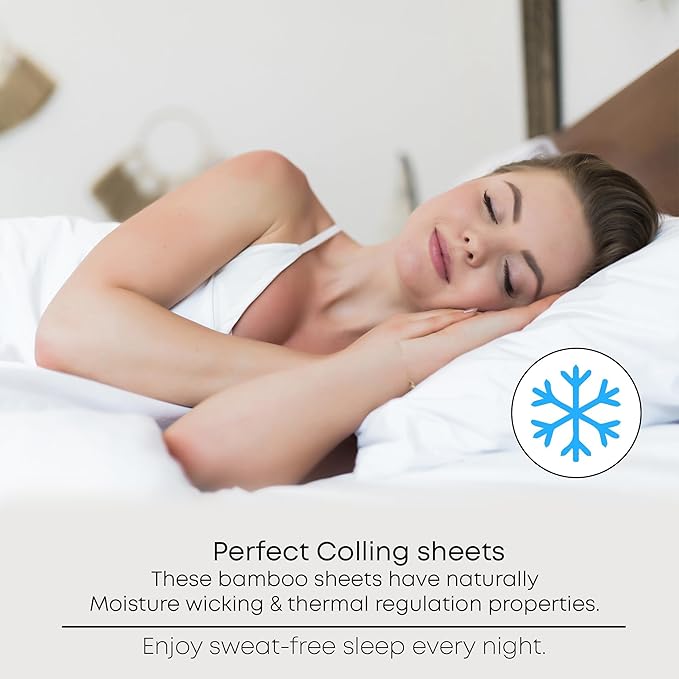 LINENWALAS Fitted Sheet Only Viscose Derived from Bamboo, Bottom Sheet for King Size Bed – 16” Deep Pocket, All Around Snug Fit – Cooling, Breathable, Soft, Hypoallergenic (Bahamas Blue, King)