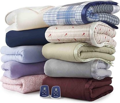 Thermee Micro Flannel Heated Blanket Queen Size - 10 Settings, Programmable, Rapid Heating, Luxuriously Soft, Burgundy