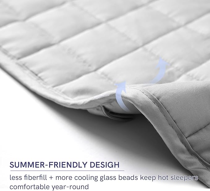 YnM Exclusive 50 lbs Weighted Blanket, Extra Heavy Cotton Bed Blanket for Two Persons, Ideal for Queen or King Bed (88x104 Inches, 50 Pounds, Light Grey)