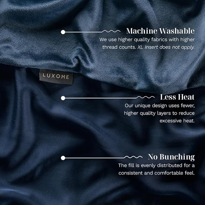 LUXOME Luxury Weighted Blanket for Adults | Includes Removable Cool & Cozy Cover | 25 lbs | 90"x80" | King Size | Navy