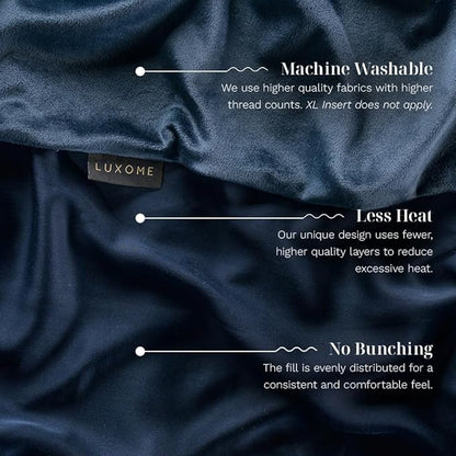 LUXOME Luxury Weighted Blanket for Adults | Includes Removable Cool & Cozy Cover | 25 lbs | 90"x80" | King Size | Navy