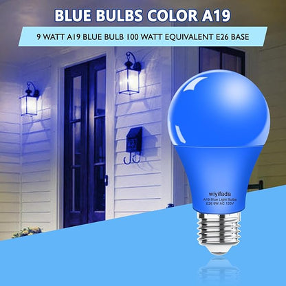 2 Pack A19 LED Blue Light Bulbs,120V E26 Christmas Blue LED Lights 9W Replace up to 100W,Dimmable Colored Light Bulbs for Thanksgiving Day, Home Lighting, Party Decoration, Holiday Lighting
