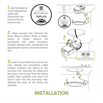ASD 1 Pack LED Recessed Lighting 6 Inch 15W, 5 CCT 2700K-5000K CRI90+, IC Rated Ultra Thin Dimmable Ceiling Lights with J Box, Canless Wafer Downlight, Round Slim Panel Light, UL Energy Star, Bronze