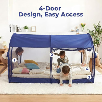 LEEDOR® Bed Tent Dream Tents Bed Canopy Shelter Cabin Indoor Privacy Warm Breathable Pop Up Twin/Full/Queen for Kids and Adult Patent Pending(Mattress Not Included)