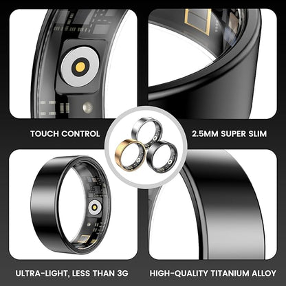 Smart Health Rings for Women Men, Fitness Tracker with Heart Rate, Blood Oxygen, HRV, Sleep Tracker, Step Tracker, No Subscription Fee, IP68 Waterproof Smart Ring for iphone & Android (Rose Gold, 12)