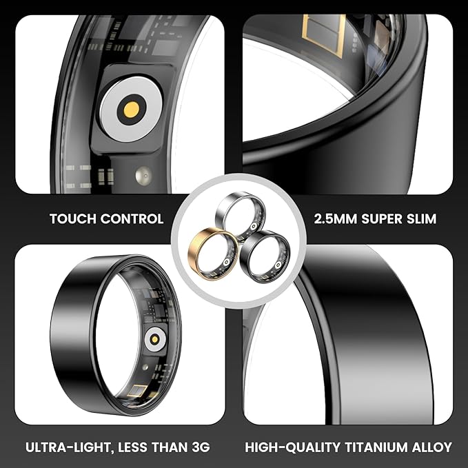 Smart Health Rings for Women Men, Fitness Tracker with Heart Rate, Blood Oxygen, HRV, Sleep Tracker, Step Tracker, No Subscription Fee, IP68 Waterproof Smart Ring for iphone & Android (Rose Gold, 10)