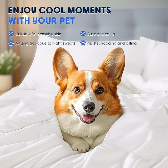 Rwlvpe Cooling Comforter King Size, 100% Rayon Derived from Bamboo Shell, Cooling Blanket for Hot Sleepers, Q-Max>0.48 Breathable Bamboo Fill Duvet Insert (106"x90", White)