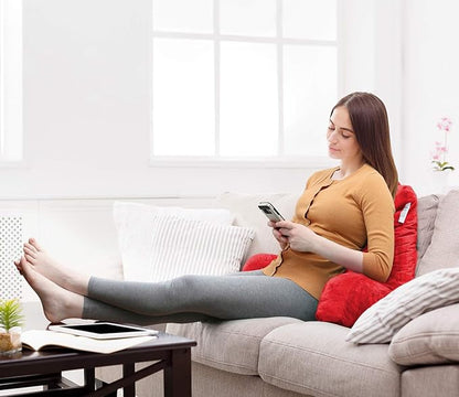 Nestl Reading Pillow with Shredded Memory Foam, Designed for Sitting Up in Bed and Couch, Back and Arms Adjustable Support for Adult & Teens Backrest Pillows for Reading, with Washable Cover Red