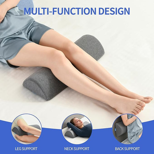Knee Pillow for Back Sleeping, Memory Foam Leg Pillow for Back Pain, Under Leg Support for Sleeping,Half Moon Bolster Pillow