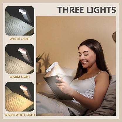 Retisee 12 Pack USB Rechargeable Book Light for Reading in Bed Foldable Clip on LED Booklight 3 Amber Colors &2 Brightness Dimmable Long Lasting Portable Bookmark Lamp for Book Lovers
