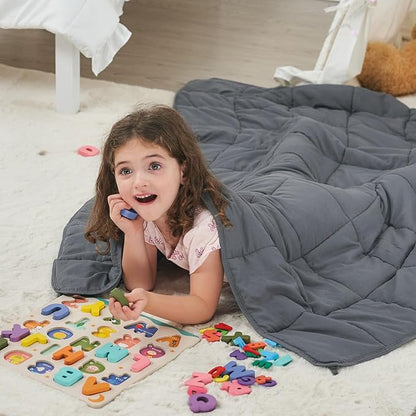 Weighted Blanket Kids 7lbs, 40"x60", Twin Size Cooling Heavy Throw Blanket for 60-90lbs, Microfiber Soft Thick Big Blankets Weighted Comforter Breathable Gift for Sleeping, Grey