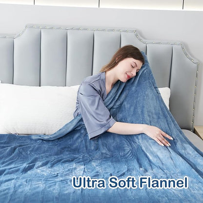 Electric Heated Blanket Throw Size 50"x60", Fast Heating Throw, Soft Microplush for Sofa & Office,6 Heating Levels & 1-10 Hours Auto Off, Machine Washable, Gifts for Family-Light Blue