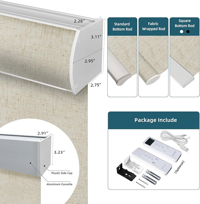 Motorized Roller Shades,70% Blackout Motorized Light Filtering Shades Compatible with Homekit Alexa Google,Smart Blind with Remote,Electric Shades for Home Office,Linen Sand