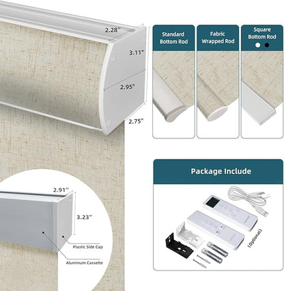 Motorized Roller Shades,70% Blackout Motorized Light Filtering Shades Compatible with Homekit Alexa Google,Smart Blind with Remote,Electric Shades for Home Office,Linen Sand
