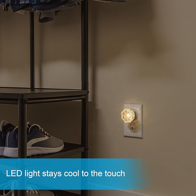 GE Jewel LED Night Light, Plug-in, Always on, Warm White, UL-Certified, Energy Efficient, Ideal Nightlight for Bedroom, Bathroom, Nursery, Hallway, Kitchen, 85094, 4 Pack