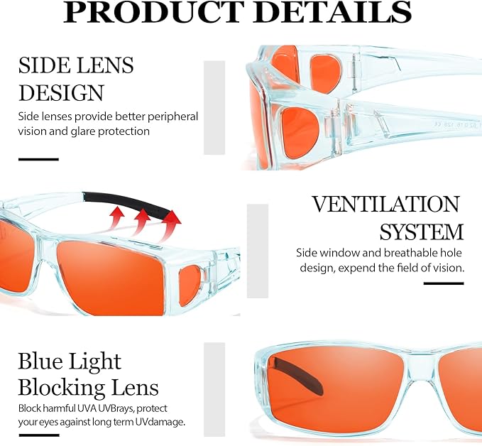 LVIOE Fit Over Blue Light Blocking Glasses and Computer Eyewear- Wear Over Prescription Glasses/Reading Glasses/RX Glasses