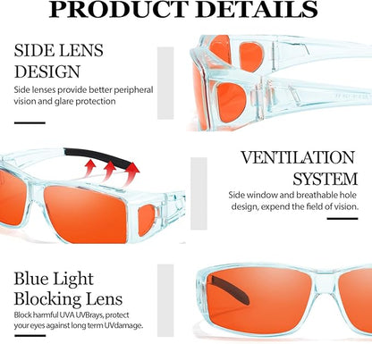 LVIOE Fit Over Blue Light Blocking Glasses and Computer Eyewear- Wear Over Prescription Glasses/Reading Glasses/RX Glasses