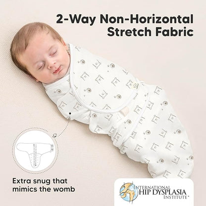 3-Pack Organic Baby Swaddle Sleep Sacks - Swaddles for Newborns, Infant 3-6 Months, Baby Girls, Boys, Soft & Snug Newborn Sleep Sack, Nursery Swaddling Blankets (Bumble Bear, L)