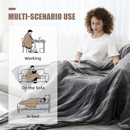 Heated Throw Blanket, 50''X60'' Electric Blanket with 23 Heat Levels & 12H Timer, Machine Washable Fast Heating Heated Blanket, Overheat Protection, Soft Flannel Sherpa Heating Blanket(Dark Gray)