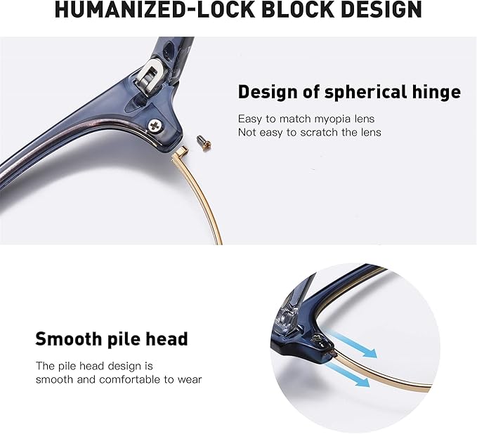 Blue Light Blocking Glasses Vintage Half Frame UV Clear Lens Anti Eyestrain Computer Gaming Glasses for Women Men(P60)
